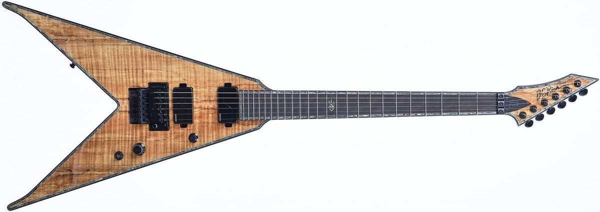 JR-V Extreme Exotic with Floyd Rose by Quality One Development Store electric guitar in Transparent Natural with satin-finish neck back