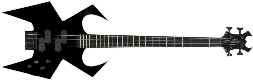Widow 4 Legacy Bass by Quality One Development Store black neck-through bass guitar with aggressive angular headstock
