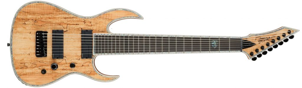 Shredzilla Extreme 8 Exotic by Quality One Development Store neck-through electric guitar in Transparent Natural with deep cut Shredzilla neck contour