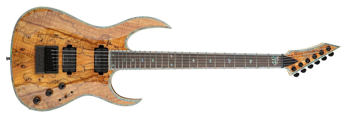 Shredzilla Prophecy archtop electric guitar by Quality One Development Store in Spalted Maple with deep cut for higher-fret access
