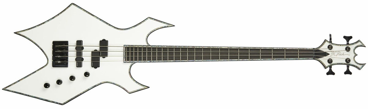Chris Kael Signature Warlock by Quality One Development Store 4 string electric bass guitar Satin White with P J EMG pickups