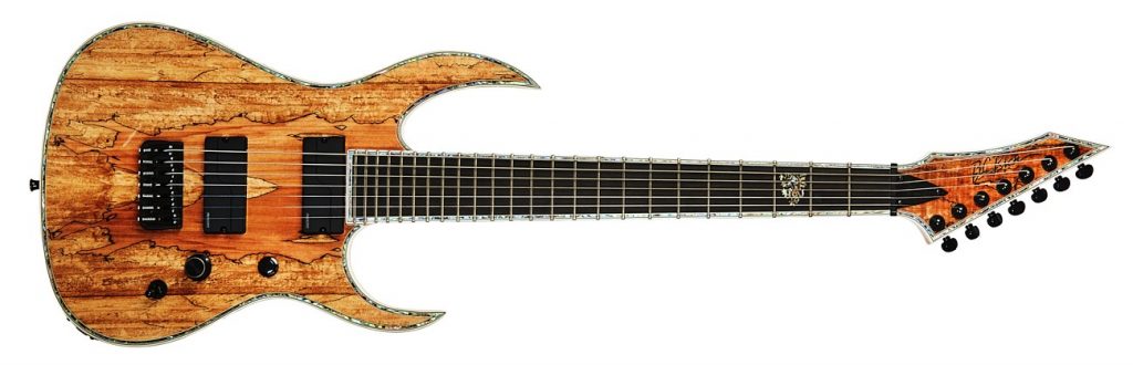 Shredzilla Extreme 7 Exotic by Quality One Development Store neck-through electric guitar in Spalted Maple with USA-made pickups