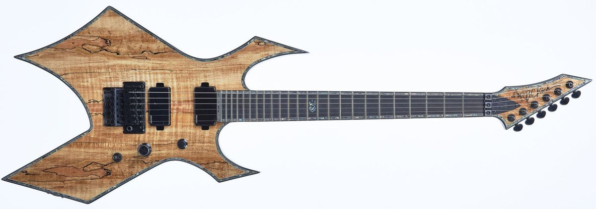 Warlock Extreme Exotic with Floyd Rose by Quality One Development Store neck-through electric guitar in Spalted Maple with Shredzilla contour
