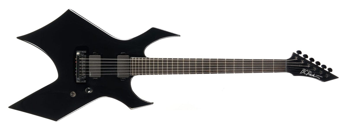 Warlock Prophecy with Quad Bridge electric guitar by Quality One Development Store in Gloss Black with deep cutaway body shape
