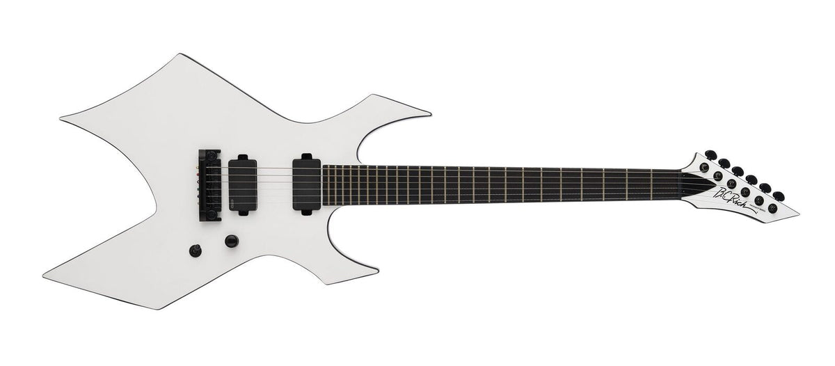 Warlock Prophecy with Quad Bridge by Quality One Development Store electric guitar in Matte White with deep cutaway body shape
