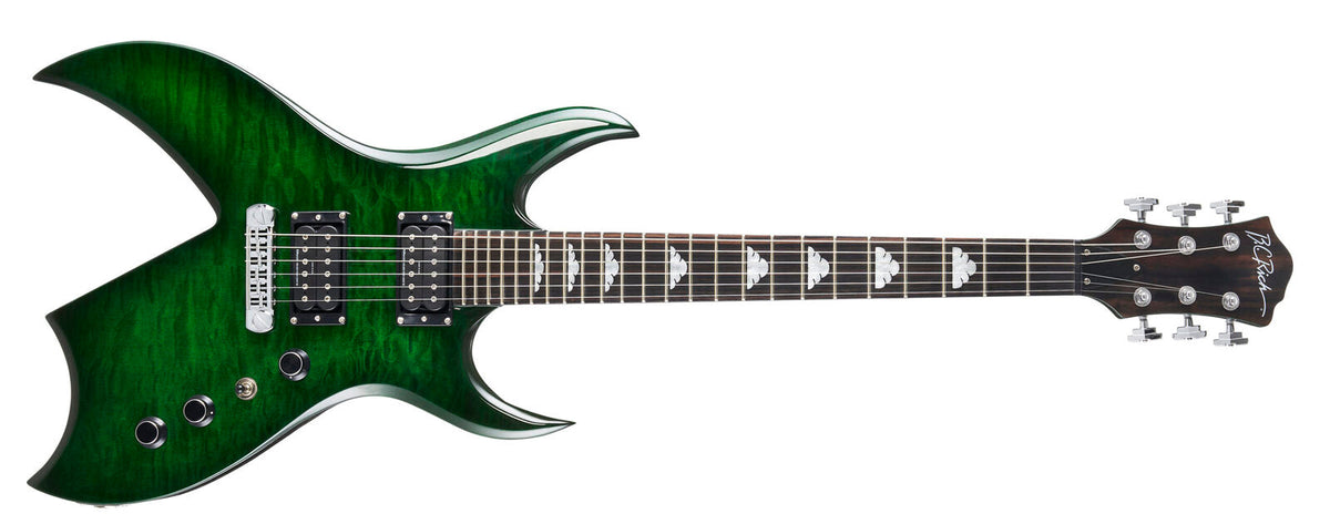Rich B Legacy by Quality One Development Store electric guitar in Trans Green with neck-through design