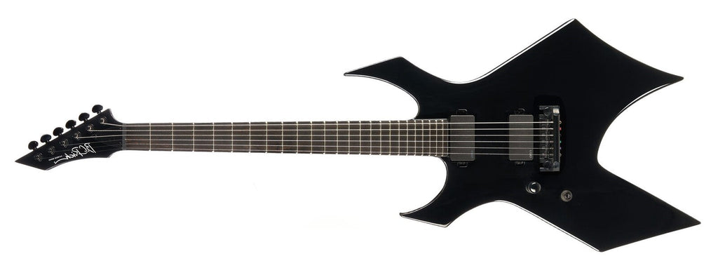 Warlock Prophecy with Quad Bridge Left-Handed by Quality One Development Store electric guitar in Gloss Black with deeper cutaway